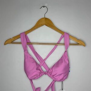New Shade & Shore Pink Bikini Top Cross-Back Design